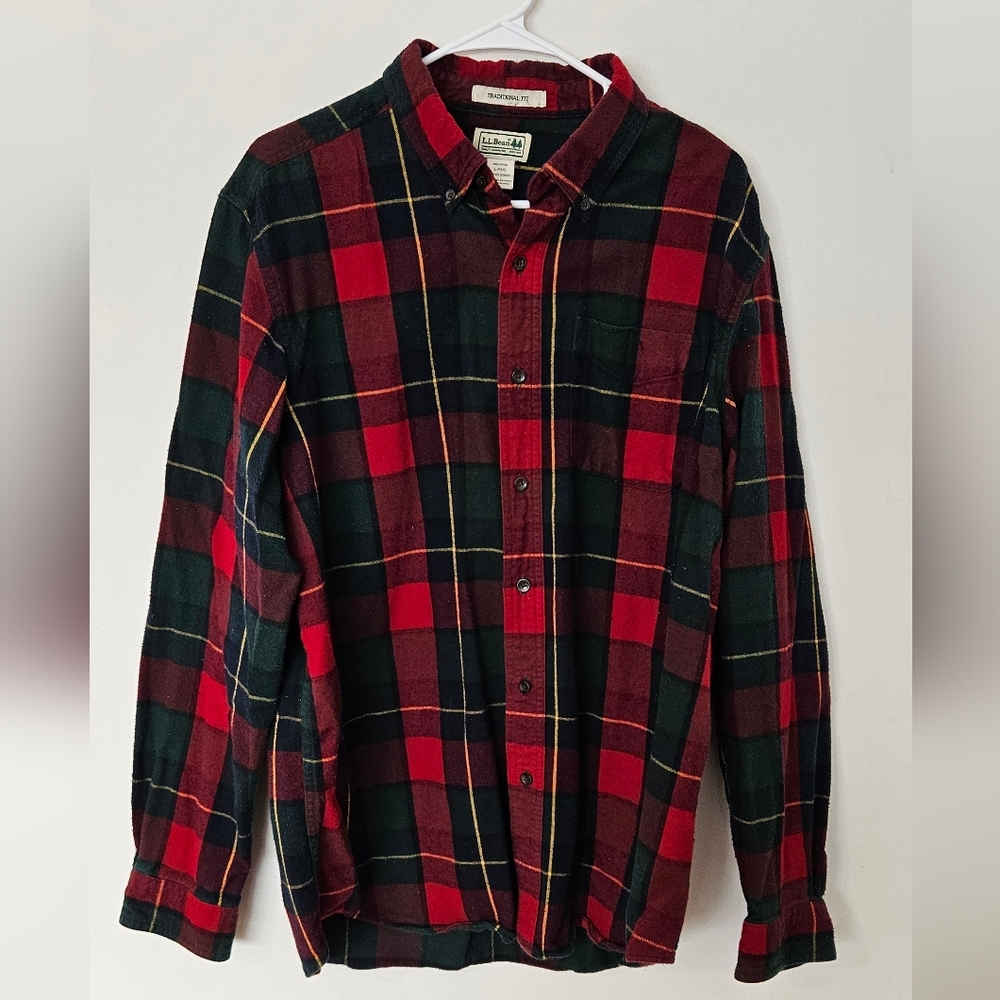 Vintage L.L. Bean Shirt Men's L Multicolor Plaid Cotton Long Sleeve Button-Down